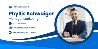 Blue and white Firma Email Professionale